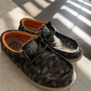 Hey Dude Kids Moccasins - Camouflage Green and Orange